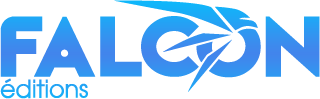 Logo bleu de la maison d'éditions Falcon et de l'agent littéraire